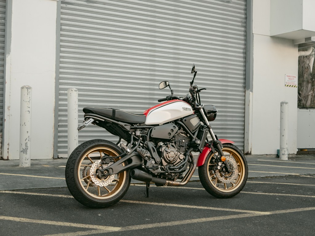 Photo of the XSR700 facing right.
